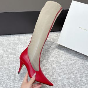 The Row Knee Boots 80MM Women Mesh and Leather Red