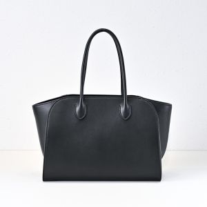 The Row Marlo 12 Bag in Polished Saddle Leather Black