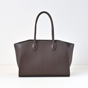The Row Marlo 12 Bag in Polished Saddle Leather Deep Brown