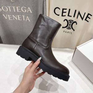 The Row Nobilis TR Boots Women Silky Polished Calfskin Coffee