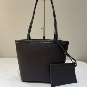 The Row Park Stitch Tote Bag in Pebbled Calfskin Coffee