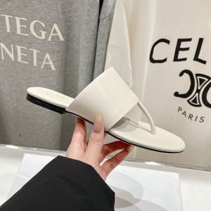 The Row Signum Flat Slides Women Smooth Nappa Leather Beige