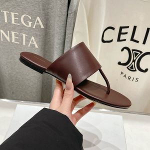 The Row Signum Flat Slides Women Smooth Nappa Leather Burgundy