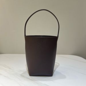 The Row Small Park N/S Tote Bag in Pebbled Calfskin Coffee