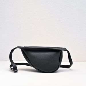The Row Small Slouchy Banana Bag in Grained Calfskin Black