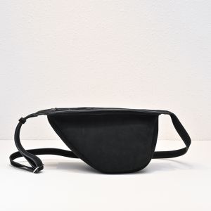 The Row Small Slouchy Banana Bag in Textured Suede Black
