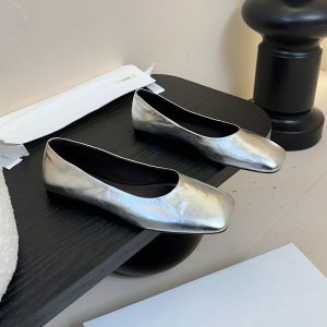 The Row Square Ballet Flats Women Lambskin Silver