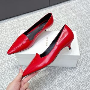 The Row Viv Kitten Heels 35MM Women Polished Calfskin Red