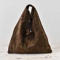 The Row Large Bindle Bag in Soft Suede Coffee