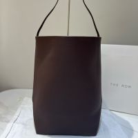 The Row Large Park N/S Tote Bag in Grained Calfskin Burgundy