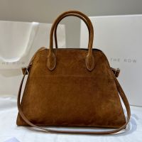 The Row Margaux 12 Bag in Suede Brown