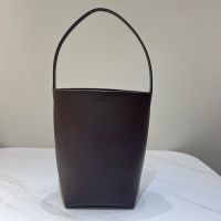 The Row Medium Park N/S Tote Bag in Pebbled Calfskin Coffee