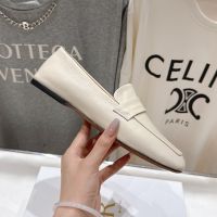 The Row Square Loafers Women Grained Calfskin Beige