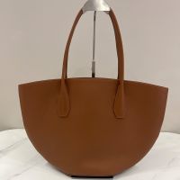 The Row Alger Tote Bag in Polished Saddle Leather Brown
