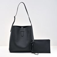 The Row Blake Hobo Bag in Grained Leather Black