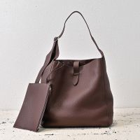 The Row Blake Hobo Bag in Grained Leather Burgundy