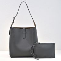 The Row Blake Hobo Bag in Grained Leather Grey