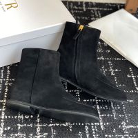 The Row Canal Boots Women Soft Suede Black