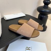 The Row Hugh Slides Women Suede Khaki