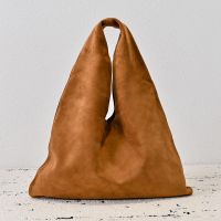 The Row Large Bindle Bag in Soft Suede Brown
