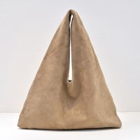 The Row Large Bindle Bag in Soft Suede Nude
