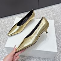 The Row Liisa Kitten Heels 35MM Women Soft Lambskin Gold