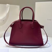 The Row Margaux 10 Bag in Smooth Calfskin Burgundy