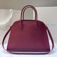 The Row Margaux 12 Bag in Smooth Calfskin Burgundy