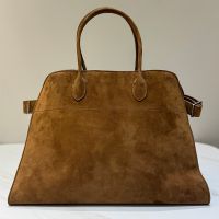 The Row Margaux 17 Bag in Suede Brown