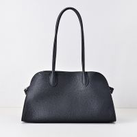 The Row Margaux Shoulder 12 Bag in Matte Grained Calfskin Black