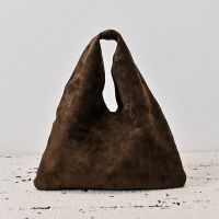 The Row Medium Bindle Bag in Soft Suede Coffee