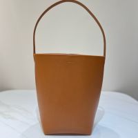 The Row Medium Park N/S Tote Bag in Pebbled Calfskin Brown