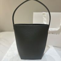 The Row Small Park N/S Tote Bag in Grained Calfskin Dark Grey