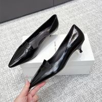 The Row Viv Kitten Heels 35MM Women Polished Calfskin Black