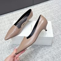 The Row Viv Kitten Heels 35MM Women Polished Calfskin Khaki