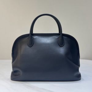 The Row Agnes Bowling Bag in Pebbled Calfskin Black
