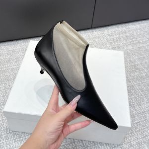 The Row Ankle Boots 35MM Women Mesh and Leather Black