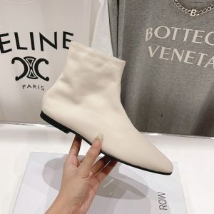 The Row Ava Booties Women Soft Goatskin White