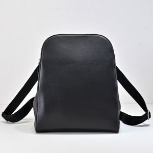 The Row Harper Backpack in Polished Saddle Leather Black