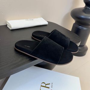 The Row Hugh Slides Women Suede Black