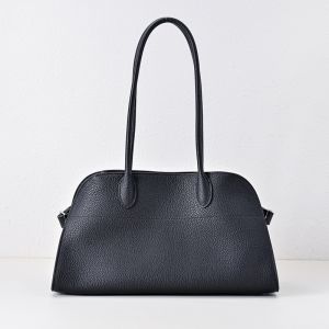 The Row Margaux Shoulder 12 Bag in Matte Grained Calfskin Black