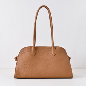 The Row Margaux Shoulder 12 Bag in Matte Grained Calfskin Brown