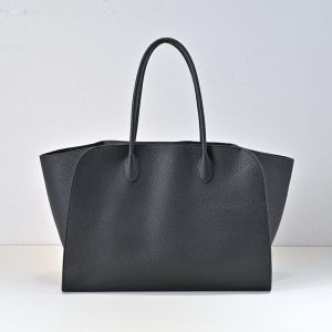The Row Marlo Tote Bag in Matte Grained Calfskin Black