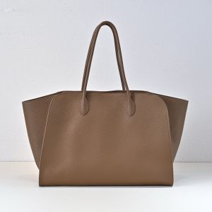 The Row Marlo Tote Bag in Matte Grained Calfskin Brown