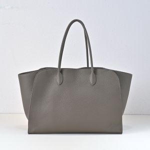 The Row Marlo Tote Bag in Matte Grained Calfskin Grey