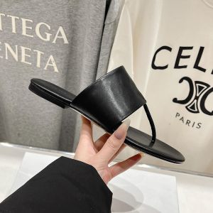 The Row Signum Flat Slides Women Smooth Nappa Leather Black