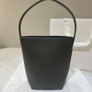 The Row Small Park N/S Tote Bag in Grained Calfskin Dark Grey