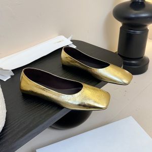 The Row Square Ballet Flats Women Lambskin Gold
