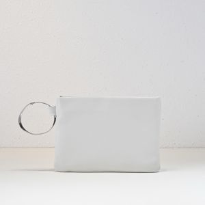 The Row Square Bracelet Clutch in Polished Nappa Leather White