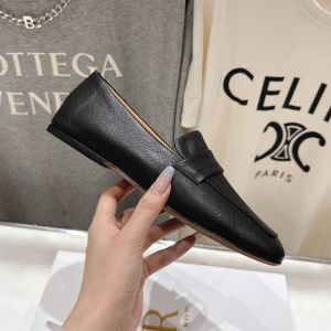 The Row Square Loafers Women Grained Calfskin Black